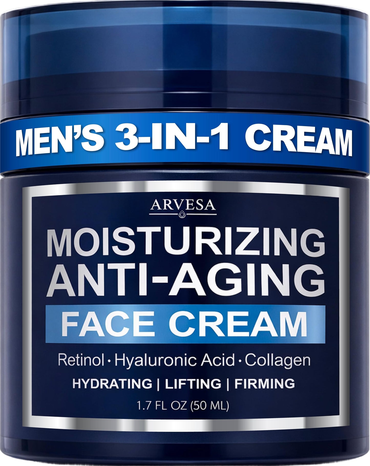 Mens Face Moisturizer Cream - Anti Aging Cream with Retinol, Collagen & Hyaluronic Acid Lightweight After Shave Lotion for Men - Hydrating, Firming & Wrinkle Repair - Day & Night Facial Men Skin Care