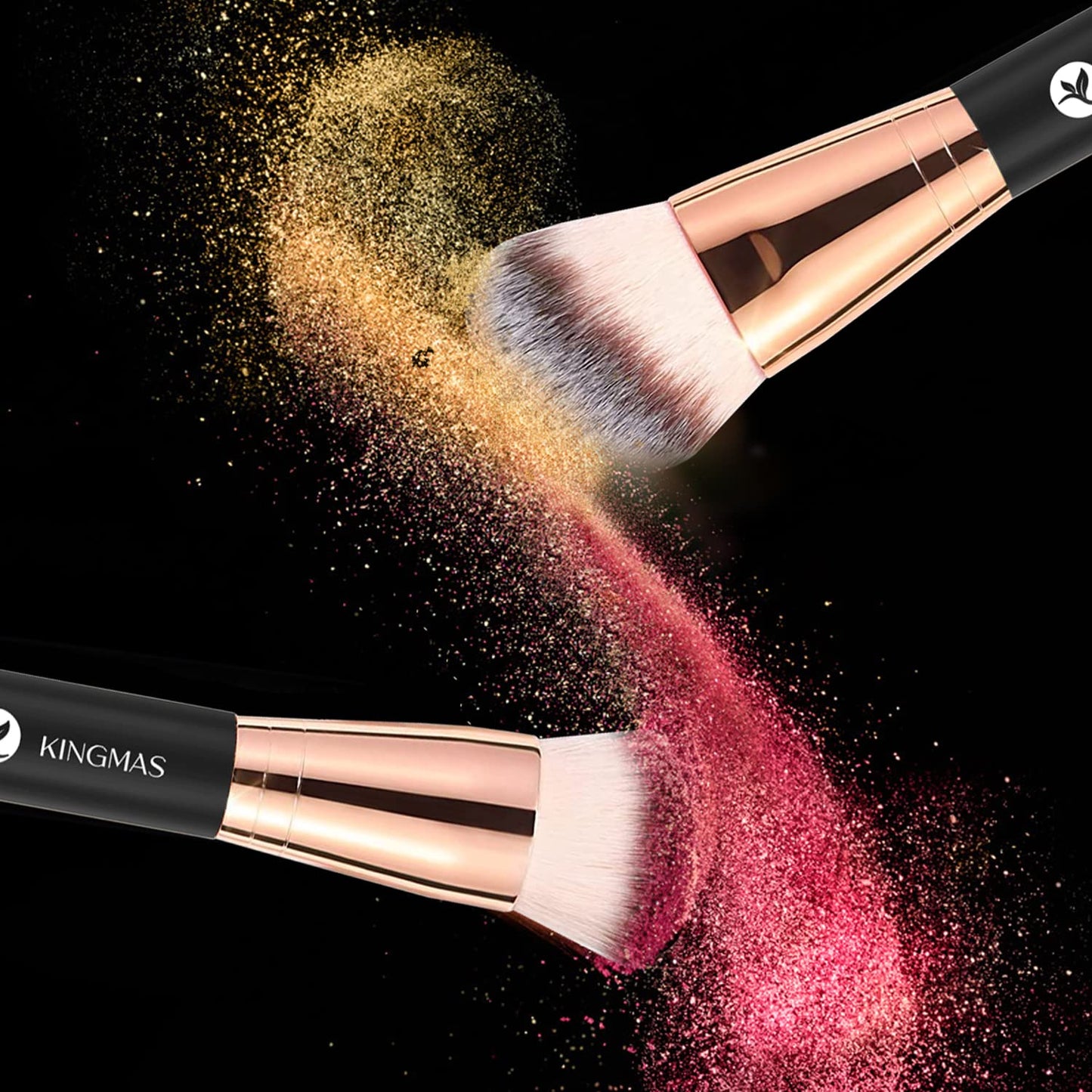 Foundation Brush - Premium Double-Ended Contour Makeup Brush for Blending Liquid & Powder | Flat & Angled Round Top