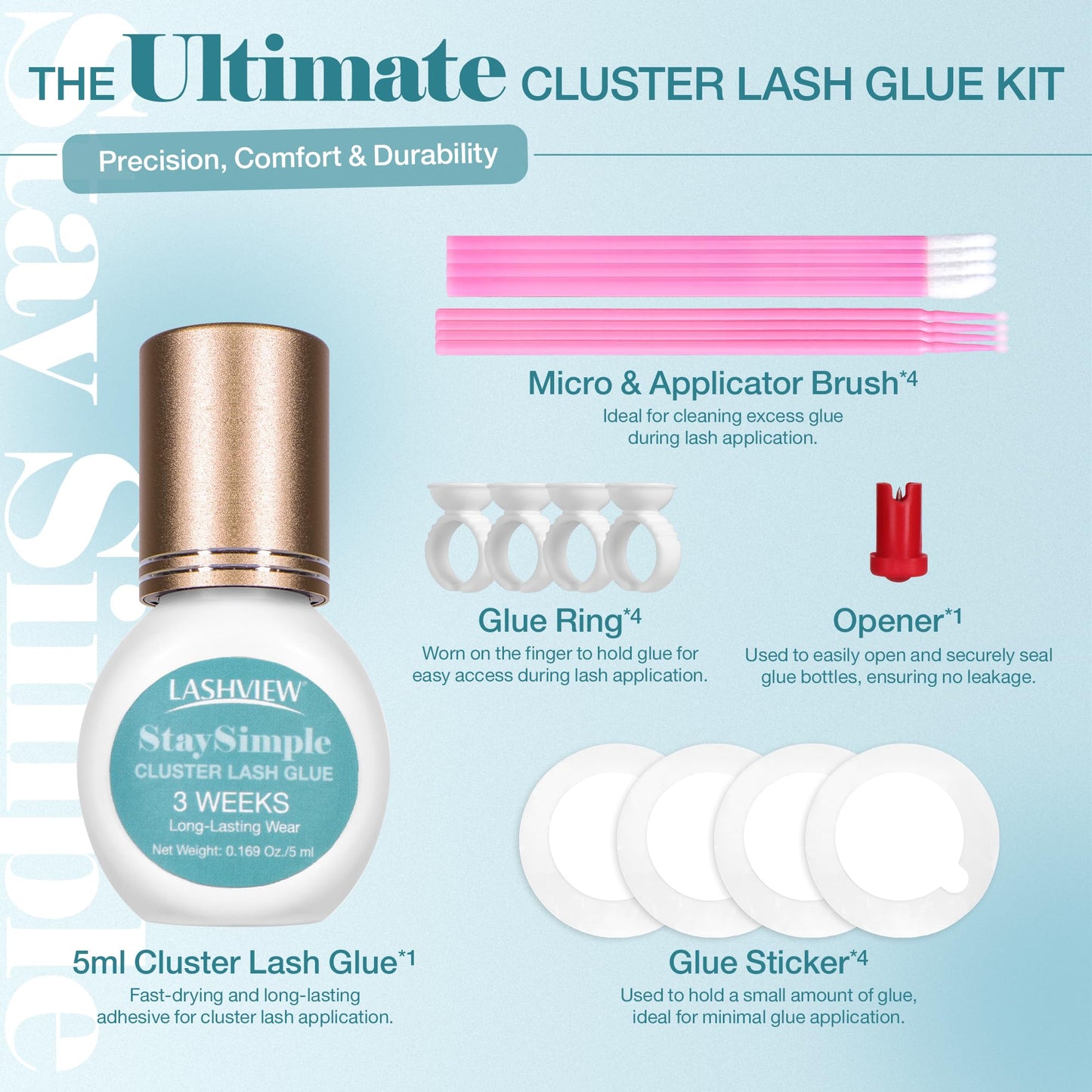 LASHVIEW Lash Glue for Eyelash Clusters, Lash Cluster Glue 3-4 Weeks