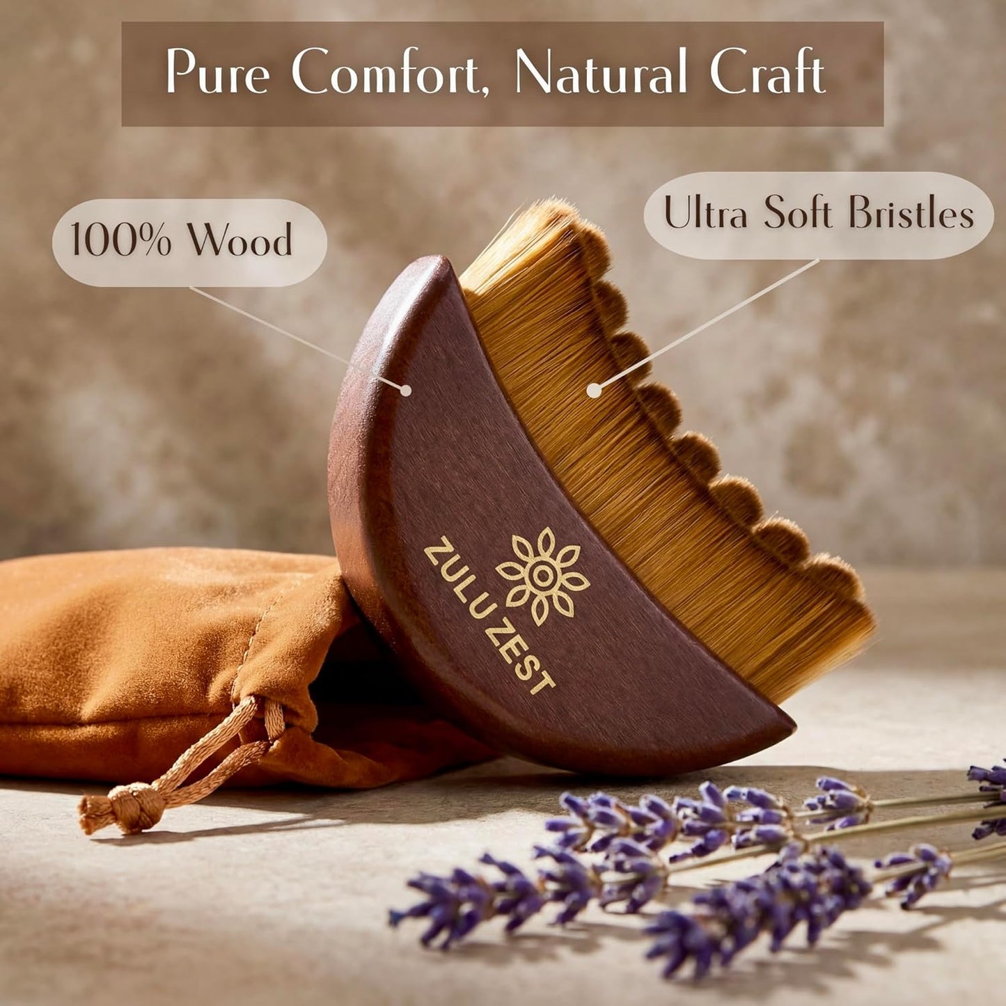 Lymphatic Drainage Face Brush - Manual Contour Massager with Wooden Handle | Curved Bristles for Puffiness Relief