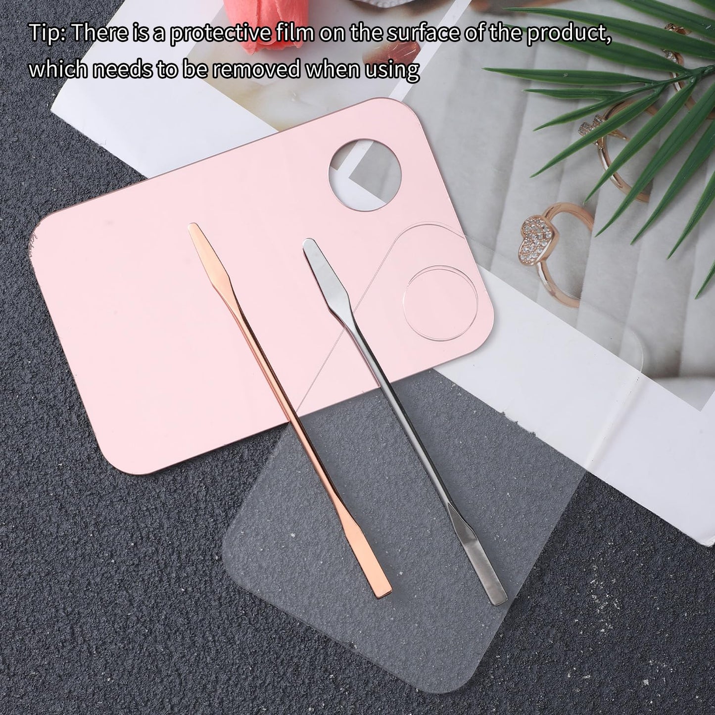 4Pcs Acrylic Makeup Palette, Foundation Mixing Palette with Spatula Tool, Professional Makeup Mixing Tray for Women Girls Blending Eye Shadow Lipsticks Nail Art Beauty Salon