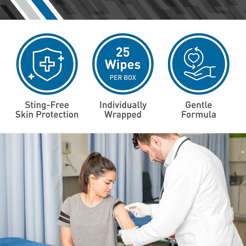 BodyMed Skin Barrier Wipes - Ostomy Care Film Wipes for Skin and Wound Cleaning - No Sting Formula - 1.6 in. x 3.2 in., Individually Wrapped, 25 Pack