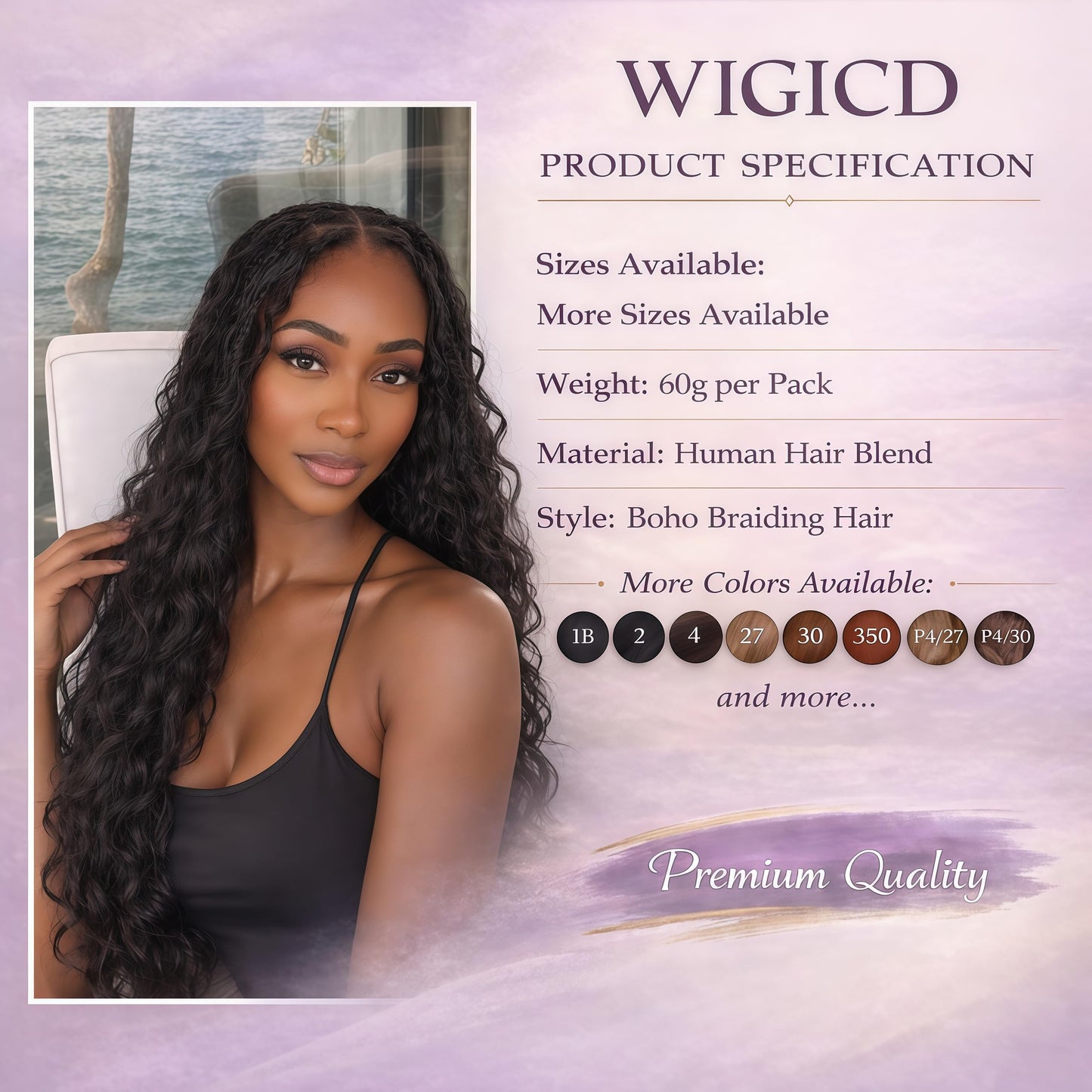 Human Braiding Hair Mix Synthetic Boho Hair for Braiding, 20 Inch Deep Wave Bulk for Boho Braids 2 Pcs Curly Bohemian Wet and Wavy Braiding Hair(1B, 20 Inch-2pcs)