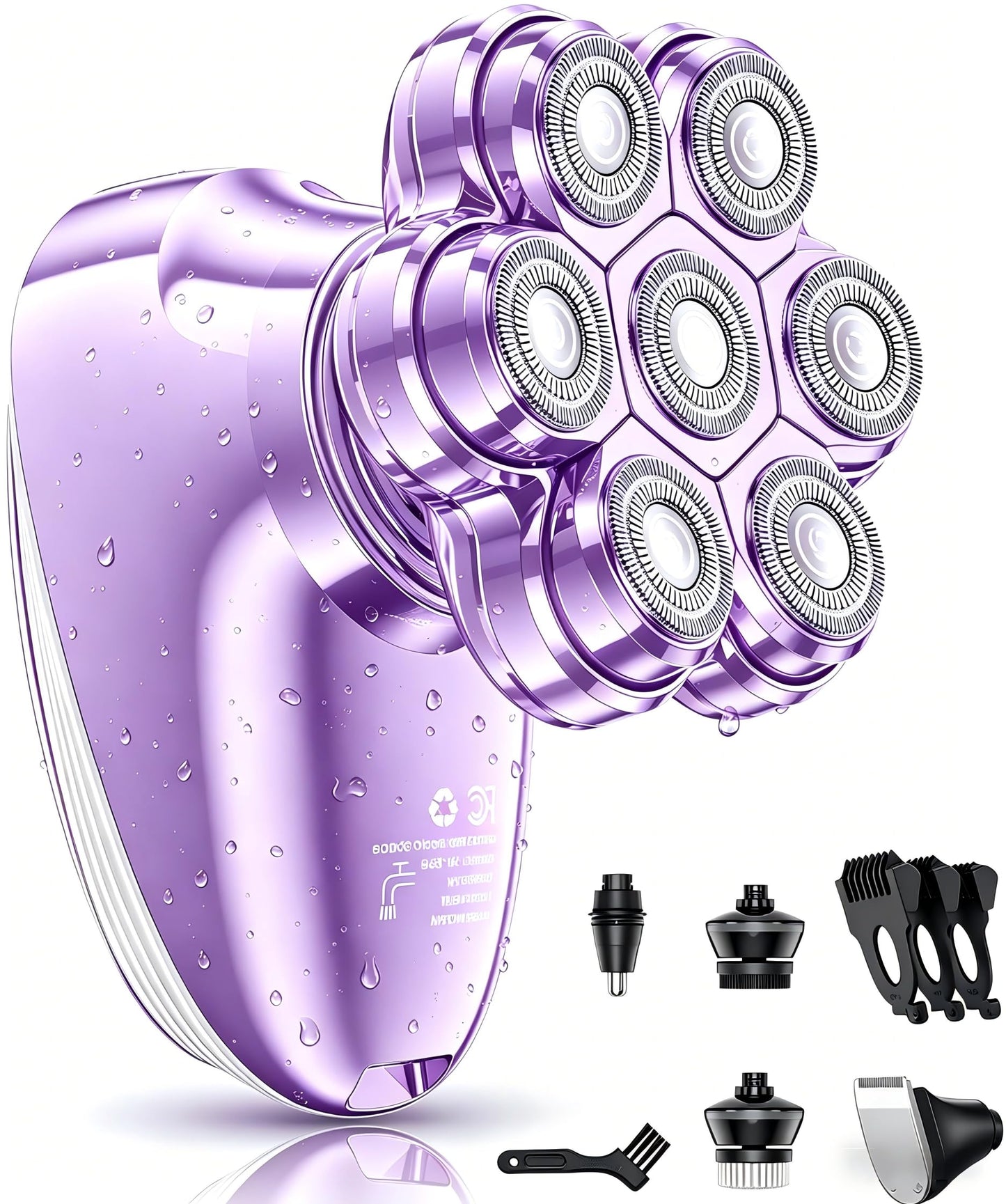 Electric Razors for Women, 7D Magnetic Heads Full Body Shaver, 5-in-1 Waterproof Wet Dry Hair Remover with LED Display, Bikini Trimmers for Underarms, Face, Legs, Lips, Arms