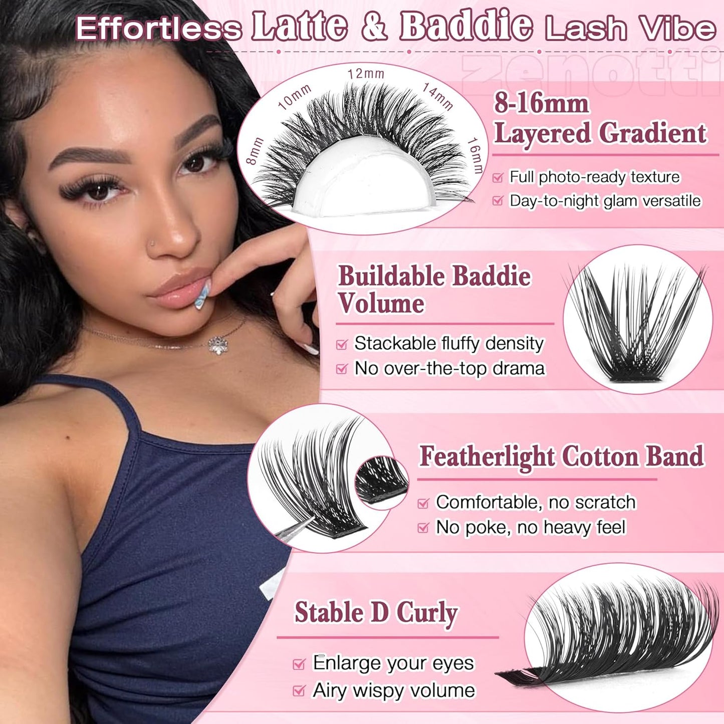 Eyelash Clusters - 80D 100D Wispy Fluffy Extensions | 544PCS D Curly 8-16MM Individual Lashes for Beginners
