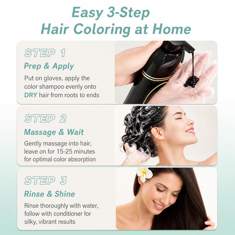 Red Hair Dye Shampoo - Instant Burgundy Color for Gray Coverage | Easy to Use 16.90 Fl Oz