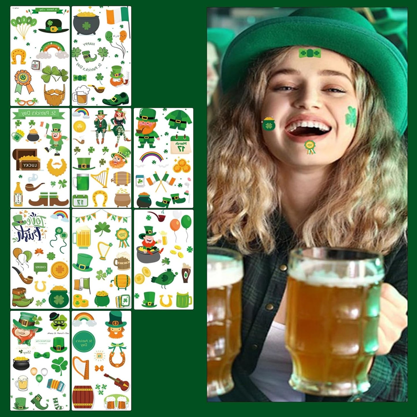 Soccer Temporary Tattoos - Waterproof Cartoon Face Stickers | 6 Fun Styles for Party Makeup
