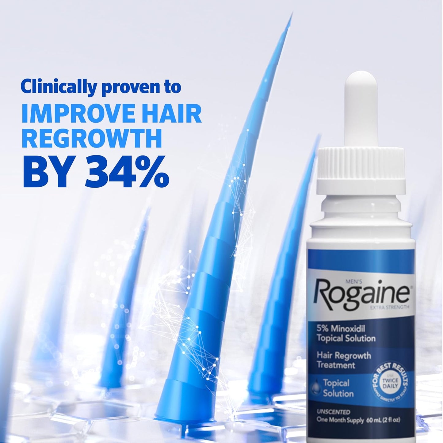 Men's Rogaine Extra Strength 5% Minoxidil Solution - 3-Month Supply | 3 x 2 Fl Oz Bottles