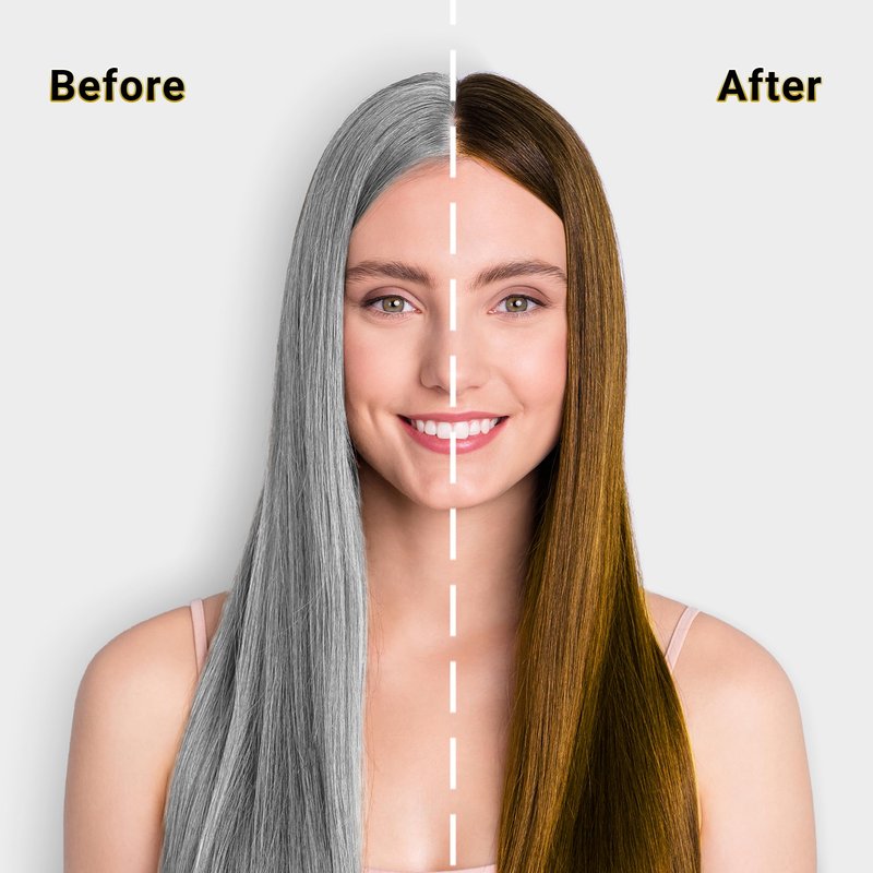 Herbishh Hair Coloring Shampoo with Argan Mask (10 Sachets + 1 Pouch) | 3-in-1 Dye, PPD-Free, Easy Application, Gray Coverage, Travel Pack | 6 Shades (Golden Brown)