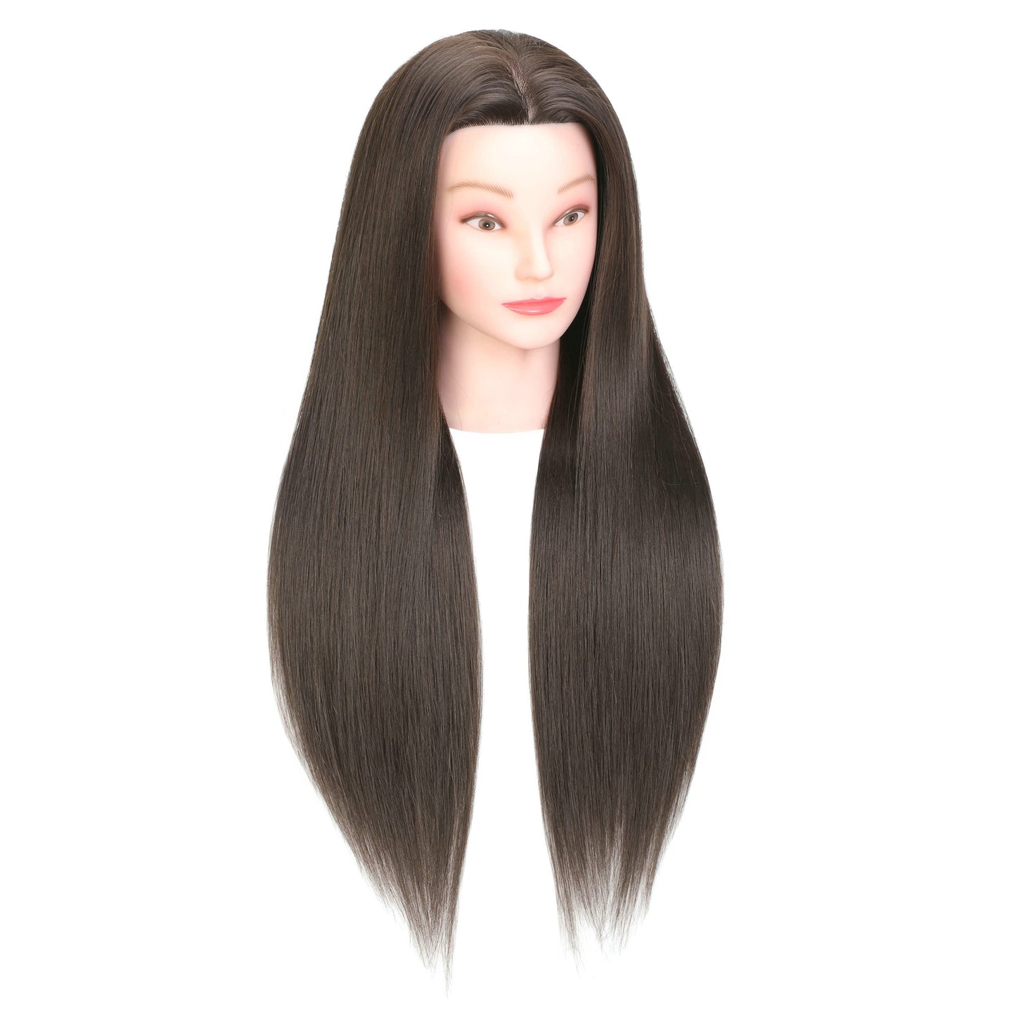 LOHXINHAIR 30 Inch Long Brown Hair Mannequin Head 80% Human Hair Manikin Cosmetology Doll Training Head for Hairdresser Practice Braiding Styling Curling Cutting with Table Clamp Stand