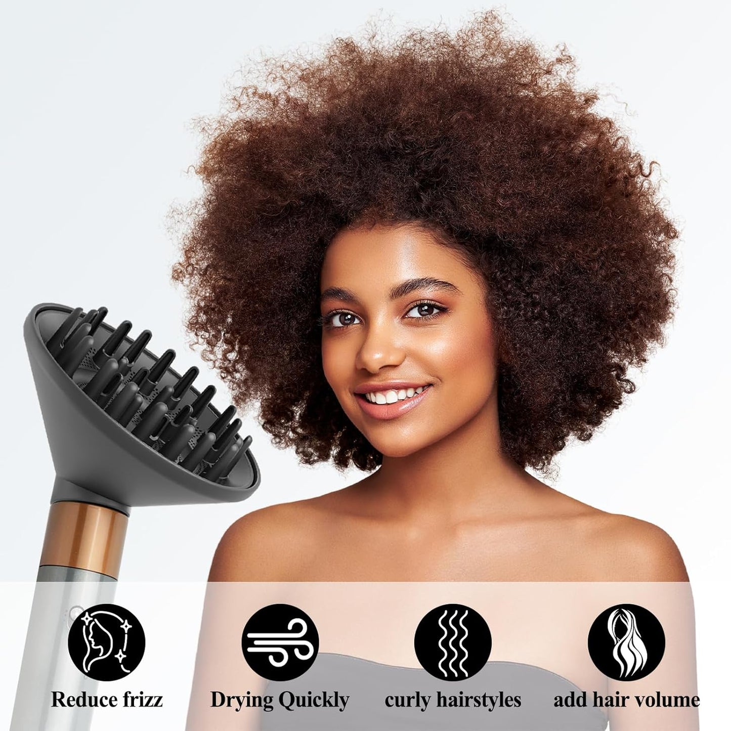 Large Diffuser Attachment for Dyson Airwrap | Upgraded Nozzle for Faster Curl Definition - Grey