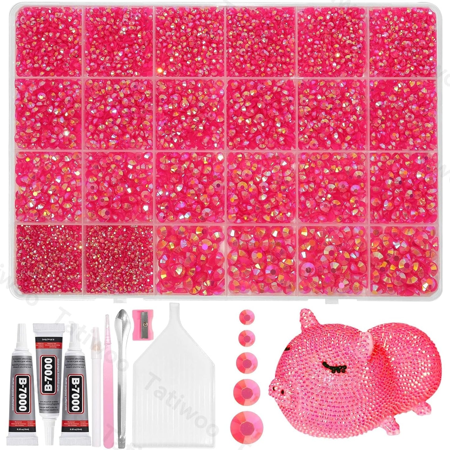 Light Pink Flatback Jelly Resin Rhinestones - 20000 Pcs Mix Sizes 2-6mm for Crafting & DIY Makeup Tumblers