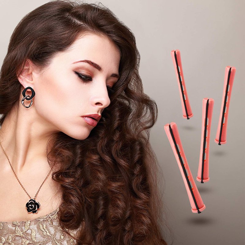 Plastic Pink Perm Rods - 48 Pieces Long Hair Curling Rollers for Women | Hairdressing Styling Tools