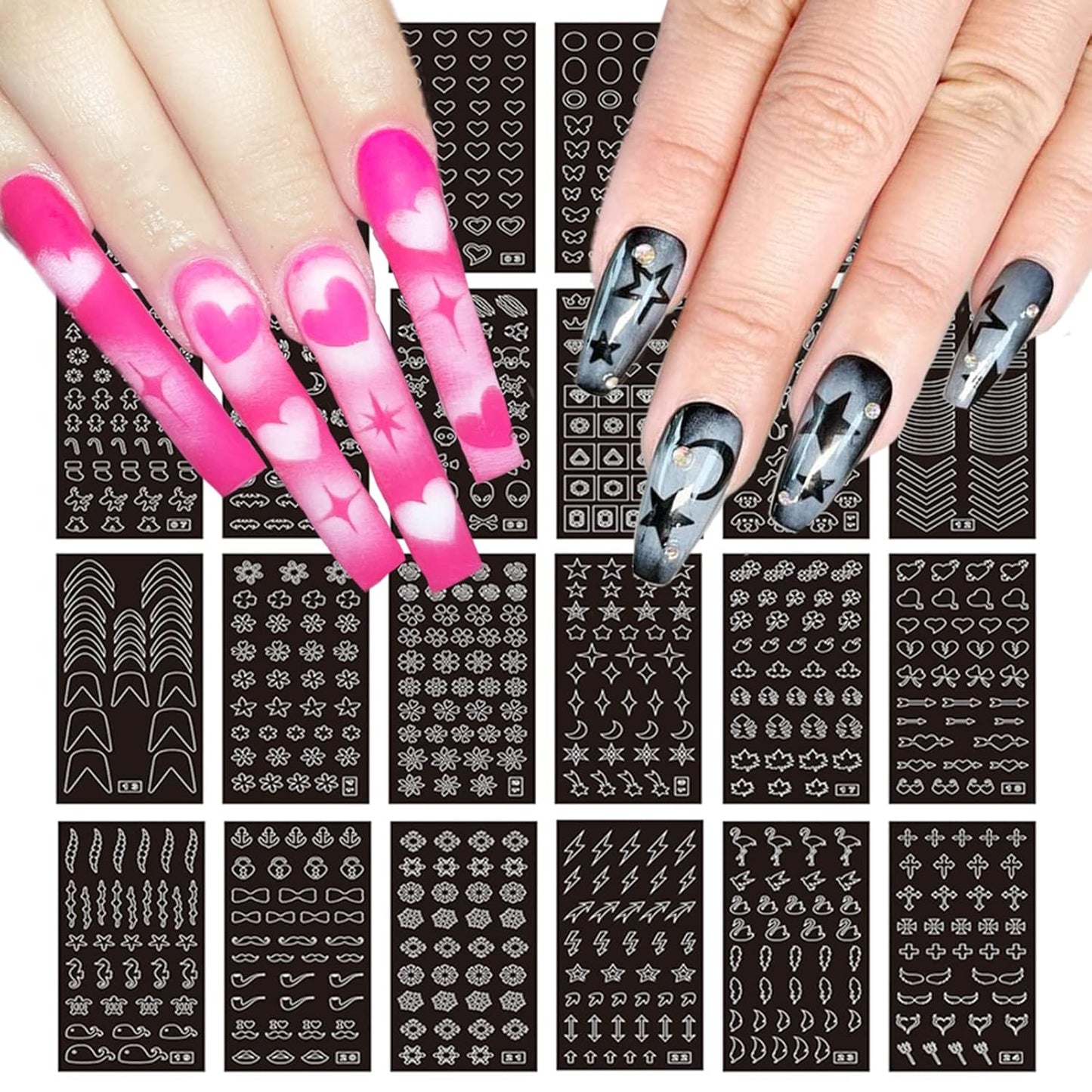 Christmas Nail Wraps - DIY Self-Adhesive Nail Art Stickers with Santa & Snowflake Designs | 12 Sheets & 2 Nail Files