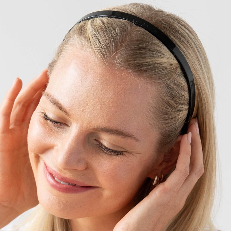 Black Headband for Women, France Luxe 1/2" Ultracomfort, Flexible Fit Plastic Headband with Gentle Teeth, Comfortable, All-Day Hold