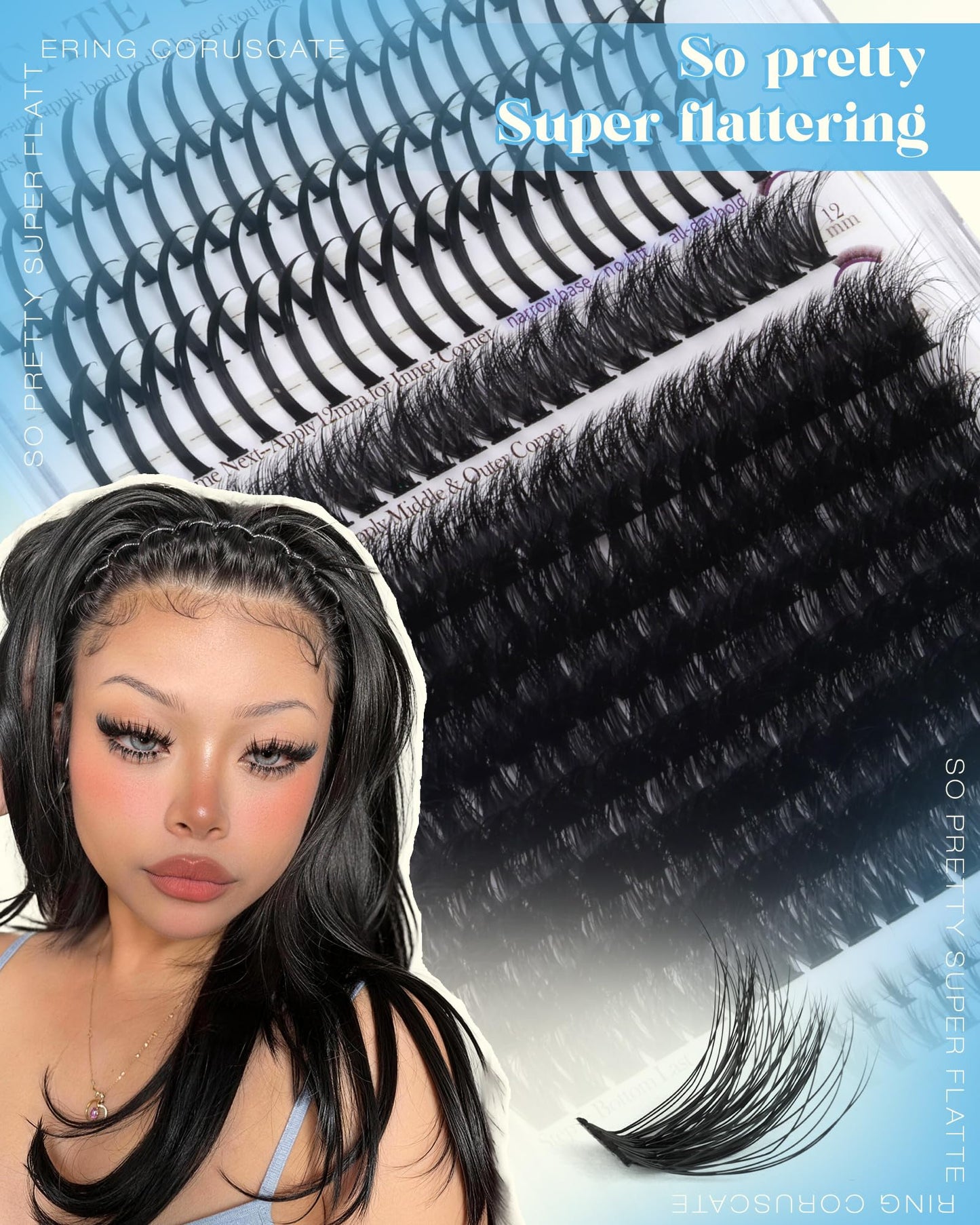 CORUSCATE Lash Clusters with Spikes Volume Eyelash Clusters Fairy Spike Lashes Cluster Eyelash Extensions with Bottom Lashes Cluster DIY Volume Extension Mega & Spikes & Bottom Full Glam