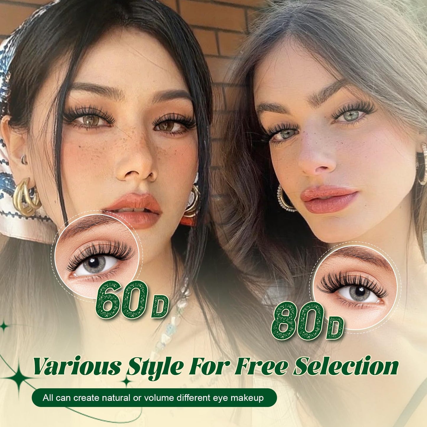 KEYYOU Lash Clusters Kit 60D80D Wispy Voluminous Look for Date or Wedding