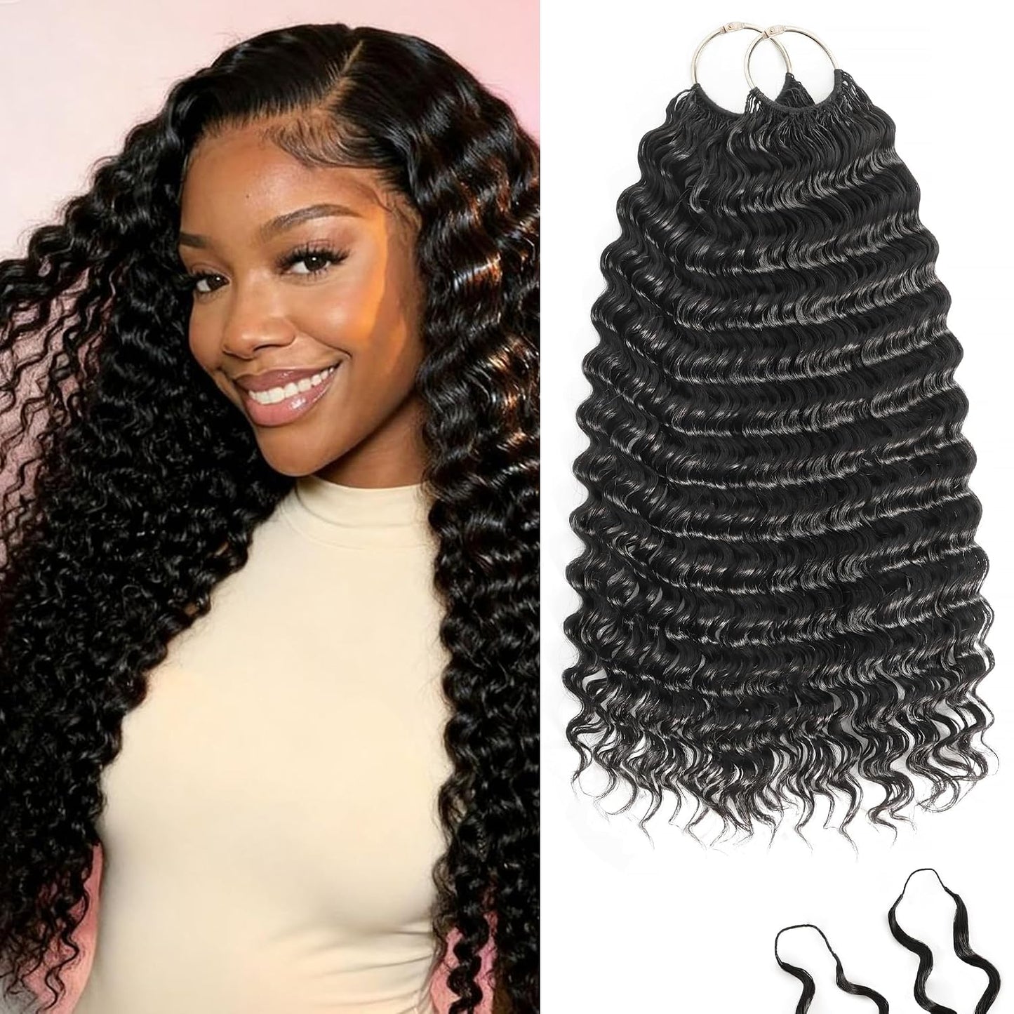 Feather Crochet Hair Extensions - 12 Inch 120g Invisible Miracle Knots for Black Women | Jerry Curly Pre-Separated Natural Black