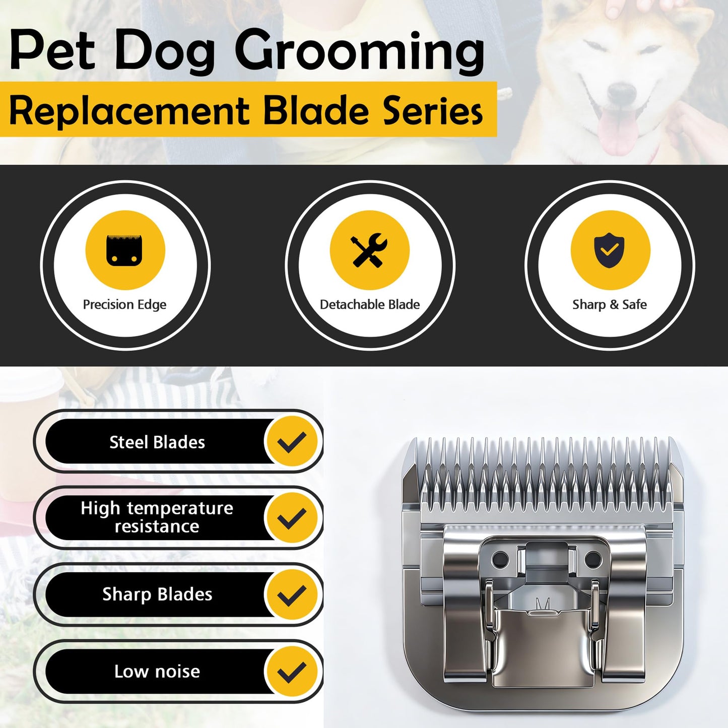 OwnLifeYF Steel Detachable Pet Clipper Blade 7F 3.2mm 1/8'' Compatible with Andis/Oster/Wahl A5 Dog Grooming Clippers, Made Using Japanese High Carbon Steel