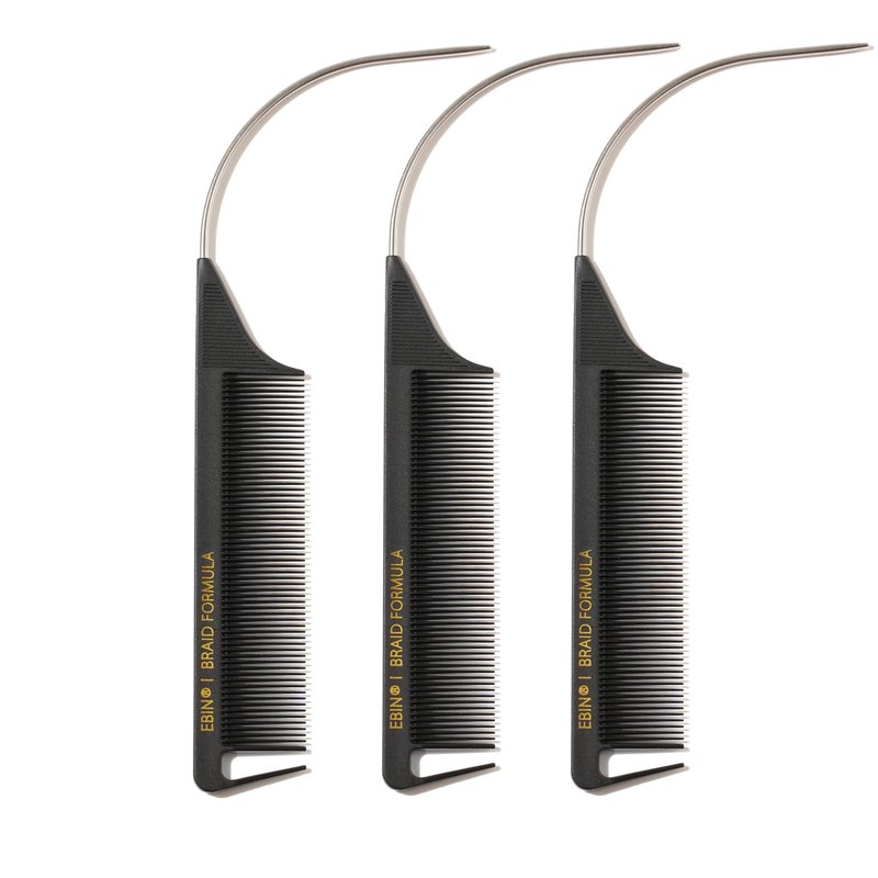 Hair Styling Curved Pintail Parting Comb 3 Pack - Curved Tail Comb for Parting, Sectioning, Detangling and Grooming - Heat Resistant, Ideal for Creative Braid Design, Protective Style