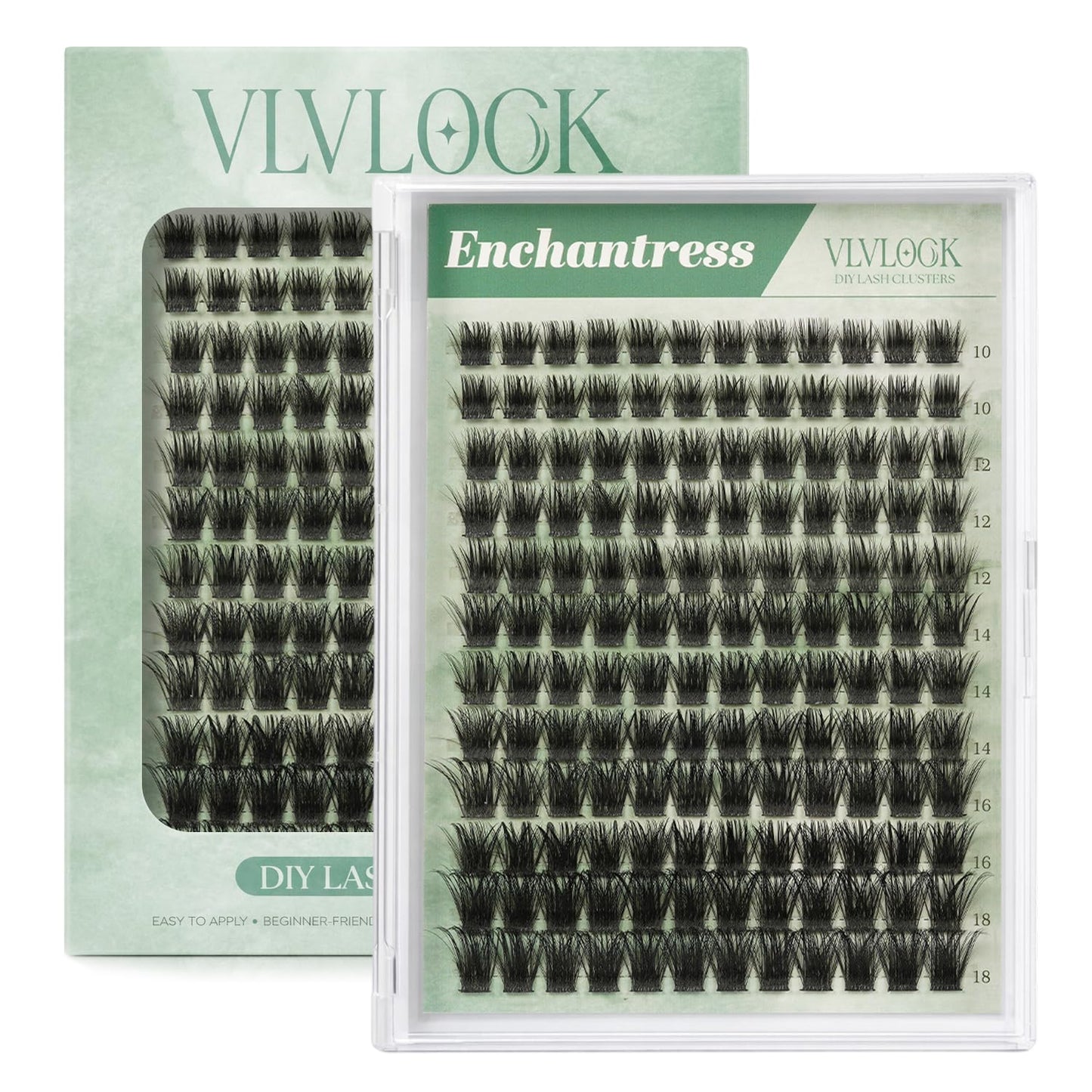 Enchantress Lash Clusters DIY Lash Extensions Individual Lashes Waterproof Long-Lasting Fluff & Weightless Look with Ultra-Thin Band Glue Remover Tweezer for Beginners(Enchantress Lashes, 10-18mm)