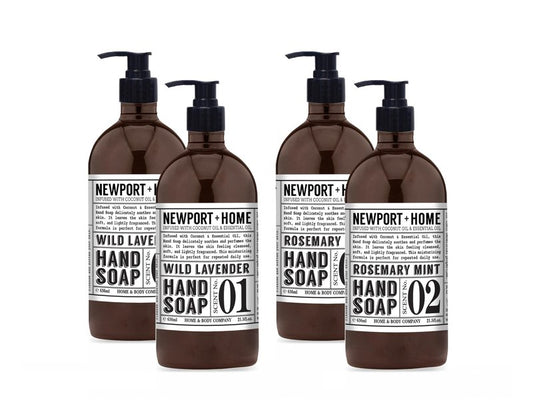 Newport Home Hand Soap, Wild Lavender and Rosemary Mint, 21.5 fl oz, Set of 4, Home and Body Co