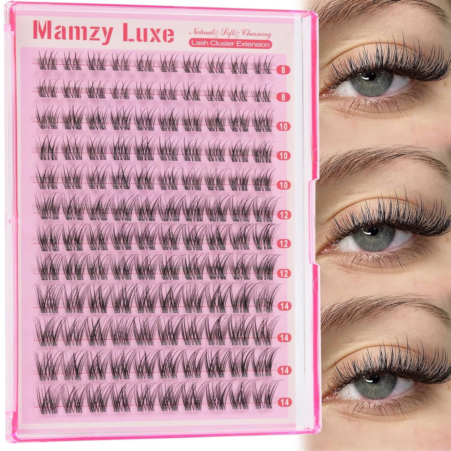 Natural Lash Clusters Kit - Short Wispy Eyelash Extensions 8-14MM | 120Pcs with Bond, Seal & Tweezers