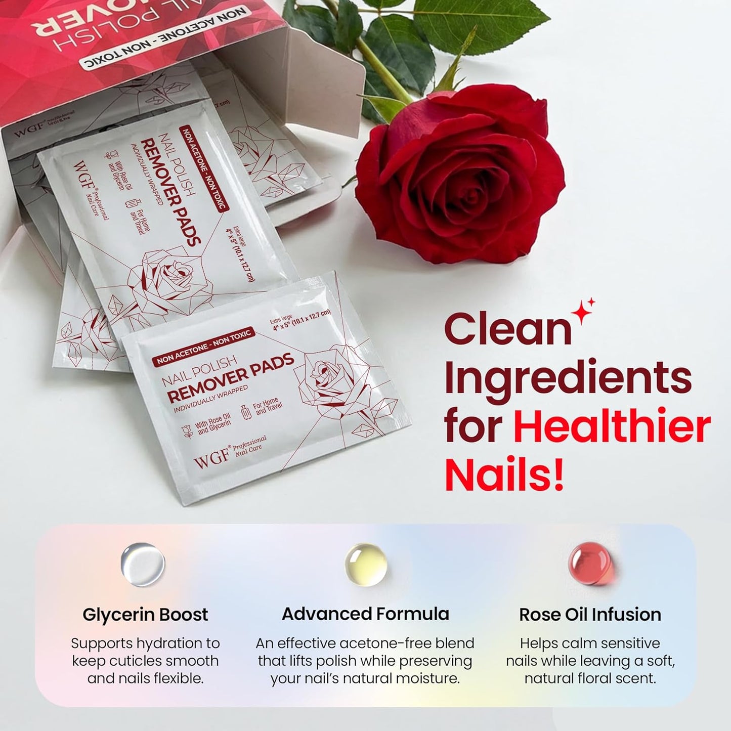 Nail Polish Remover Pads - 14 Non-Acetone Wipes for Gentle Touch-Ups | Travel Size, Individually Wrapped