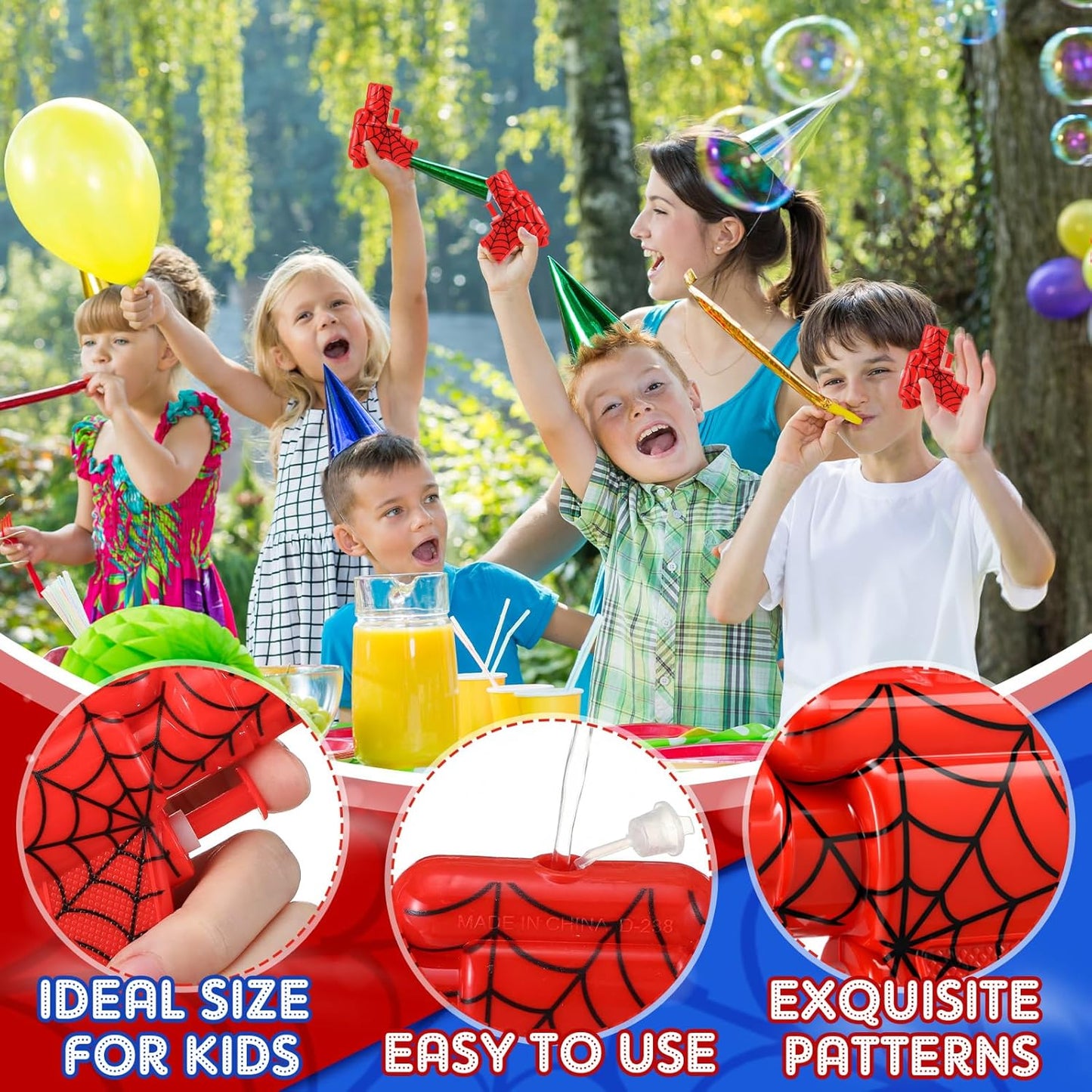 Mini Spider Web Water Guns - 12 Pack Plastic Blasters for Kids | Summer Pool Party Toys