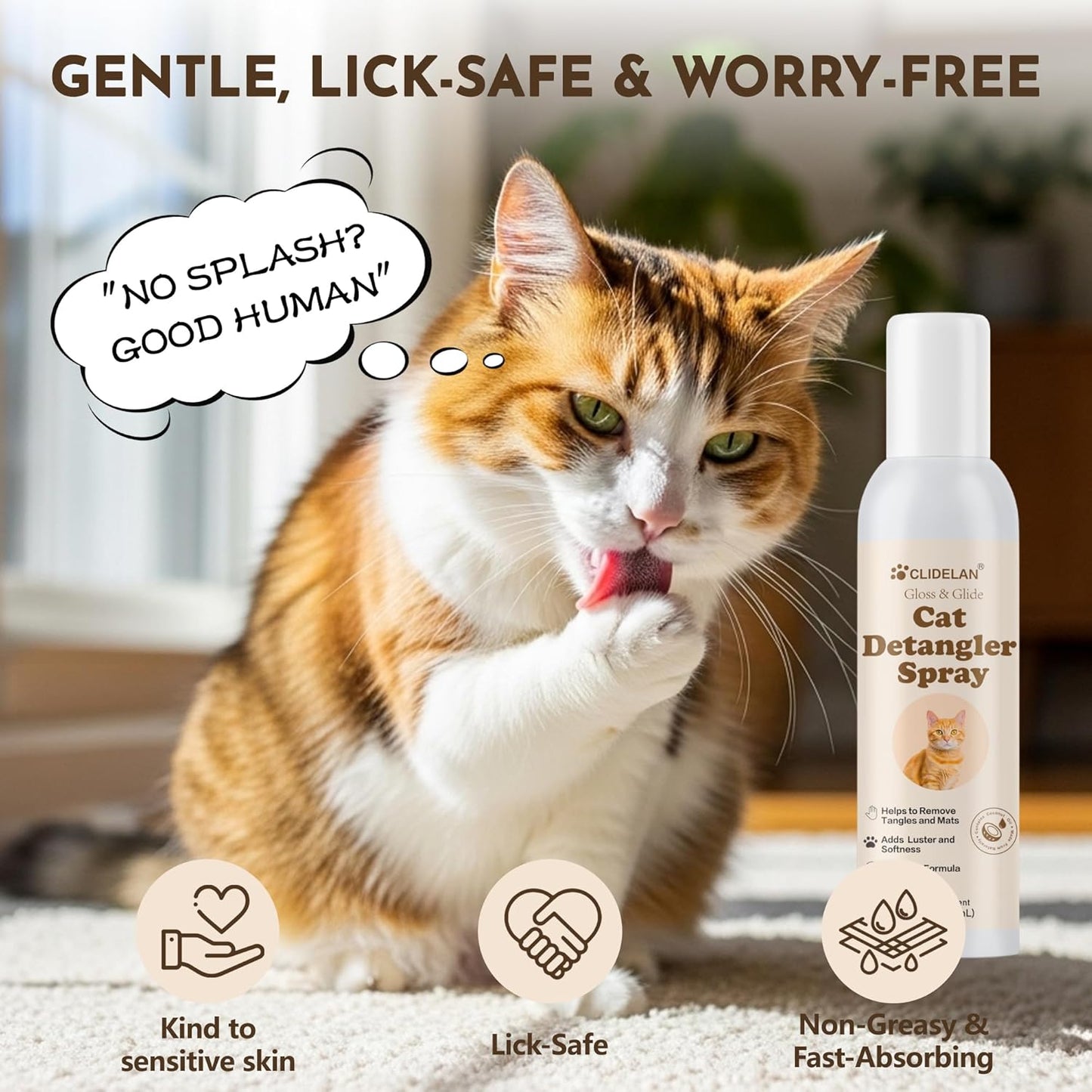 Cat Detangler Spray - Matted Fur Remover for Cats | Loosens Knots, Hydrates Coat & Reduces Pulling