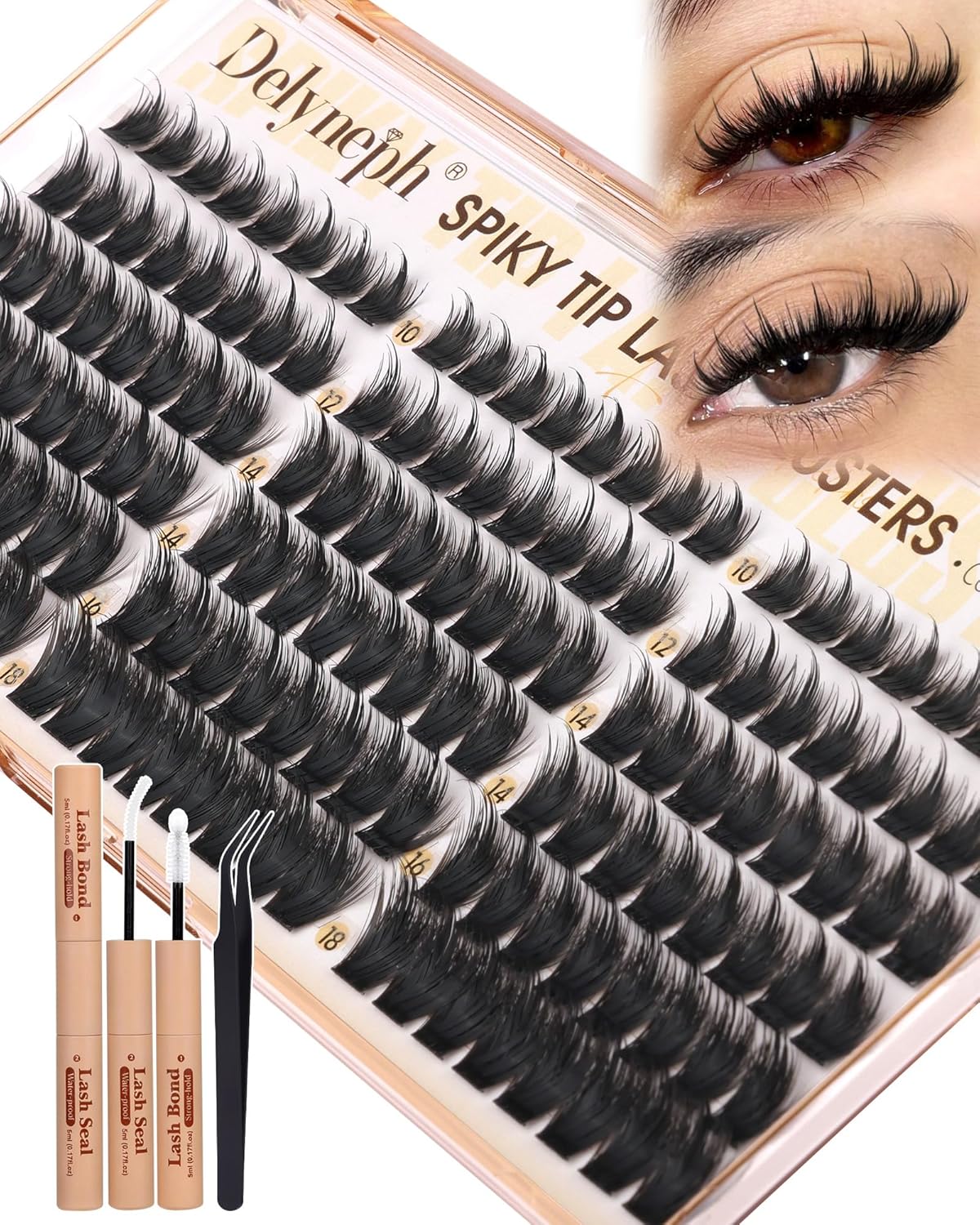 Eyelash Glue - Waterproof Bond & Seal for Lash Clusters | Long-Lasting 72H Adhesive, Latex-Free (5ml+5ml)