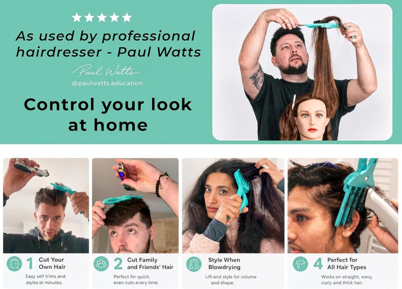 DIY Haircut Tool - Effortless Home Hair Cutting | Compatible with Hair Clippers for Clean, Even Trims