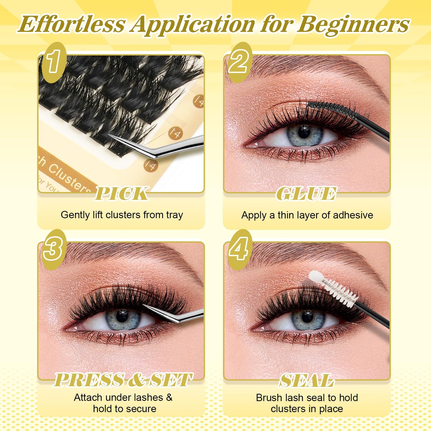 FLOMAZE Fluffy Lash Clusters 100D Eyelash Clusters Wispy Lash Clusters 10-18mm, D Curl Lash Extensions, 288pcs DIY Eyelash Extension for Beginners at Home