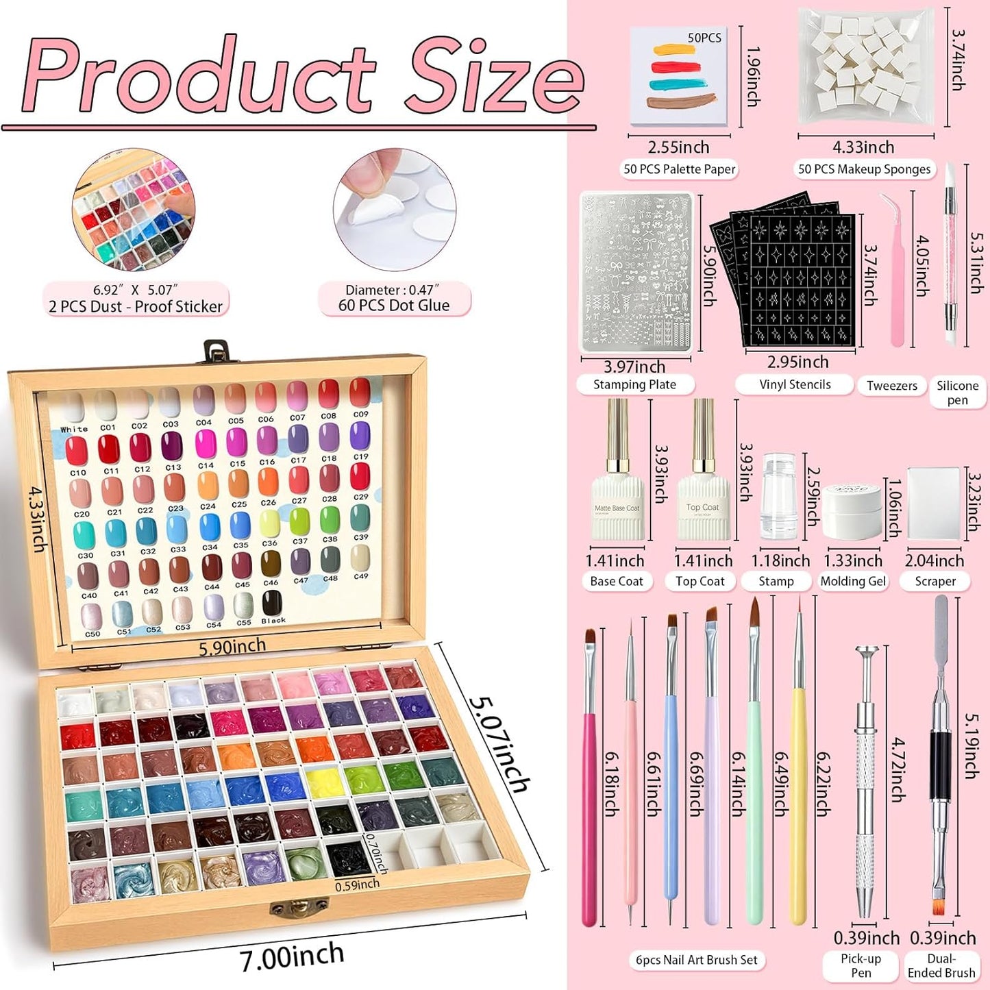Ombre Nail Gradient Painting Gel Kit - 57 Colors Sponge Paint & Tools for French Manicure | Blush Blooming