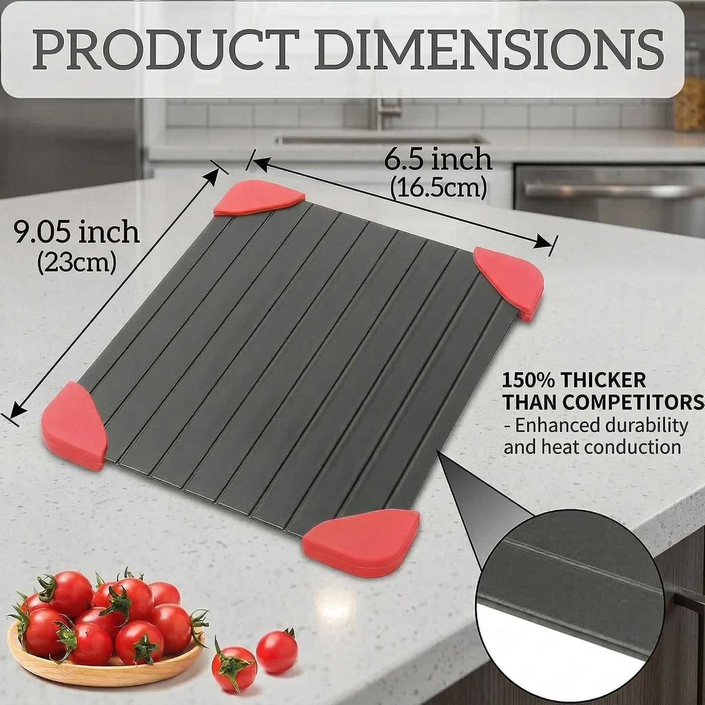 Defrosting Tray for Frozen Meat - Rapid Thawing Plate for Fish & Food | Small Kitchen Mat