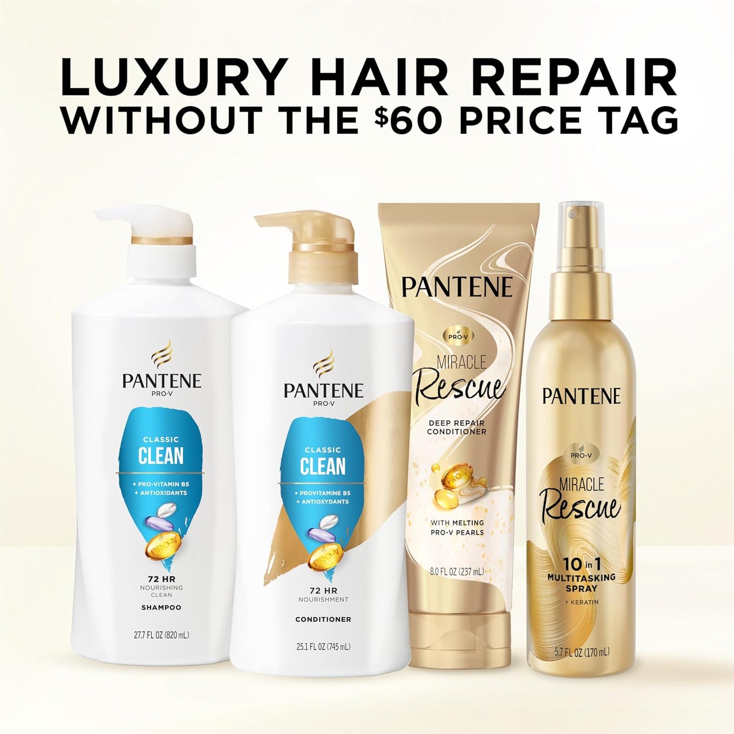 Pantene Shampoo - Classic Clean Pro-V for Dry, Color-Treated Hair | Antioxidant-Rich, 27.7 Fl Oz