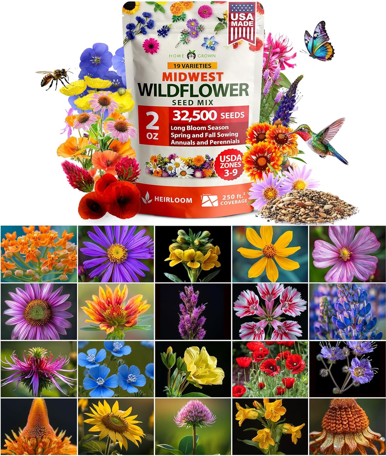 Zinnia Dahlia Seeds Pack - Non-GMO 524 Flower Seeds for Vibrant Pollinator Gardens | Easy-to-Grow Outdoor Blooms