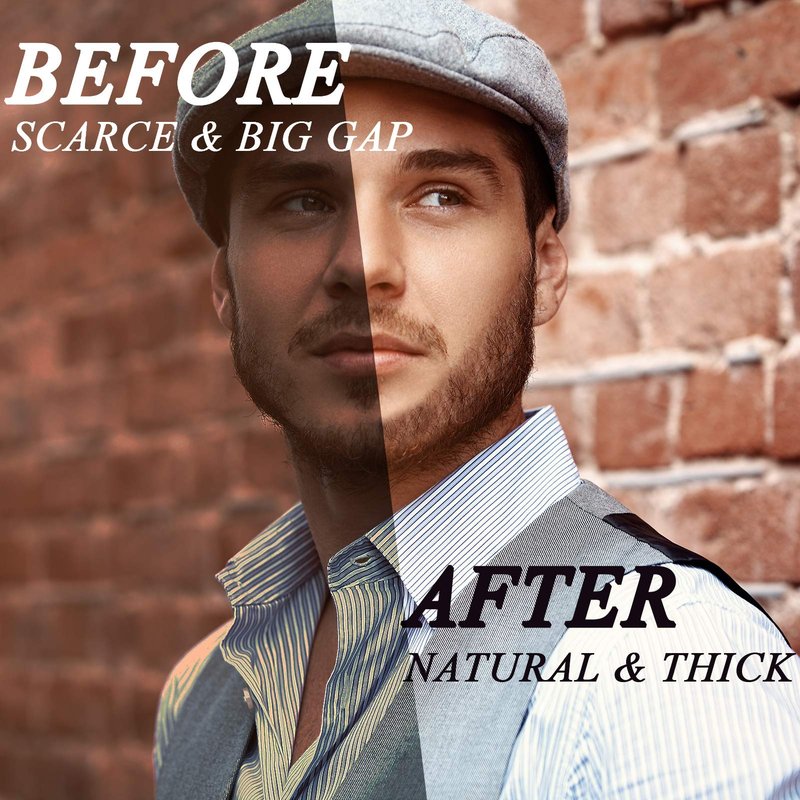 Beard Pencil Filler for Men - Water Resistant, Sweat Proof, Long Lasting & Natural Finish Barber Pencil, Mustache Repair Shape, Two Replacement Tips (Black)