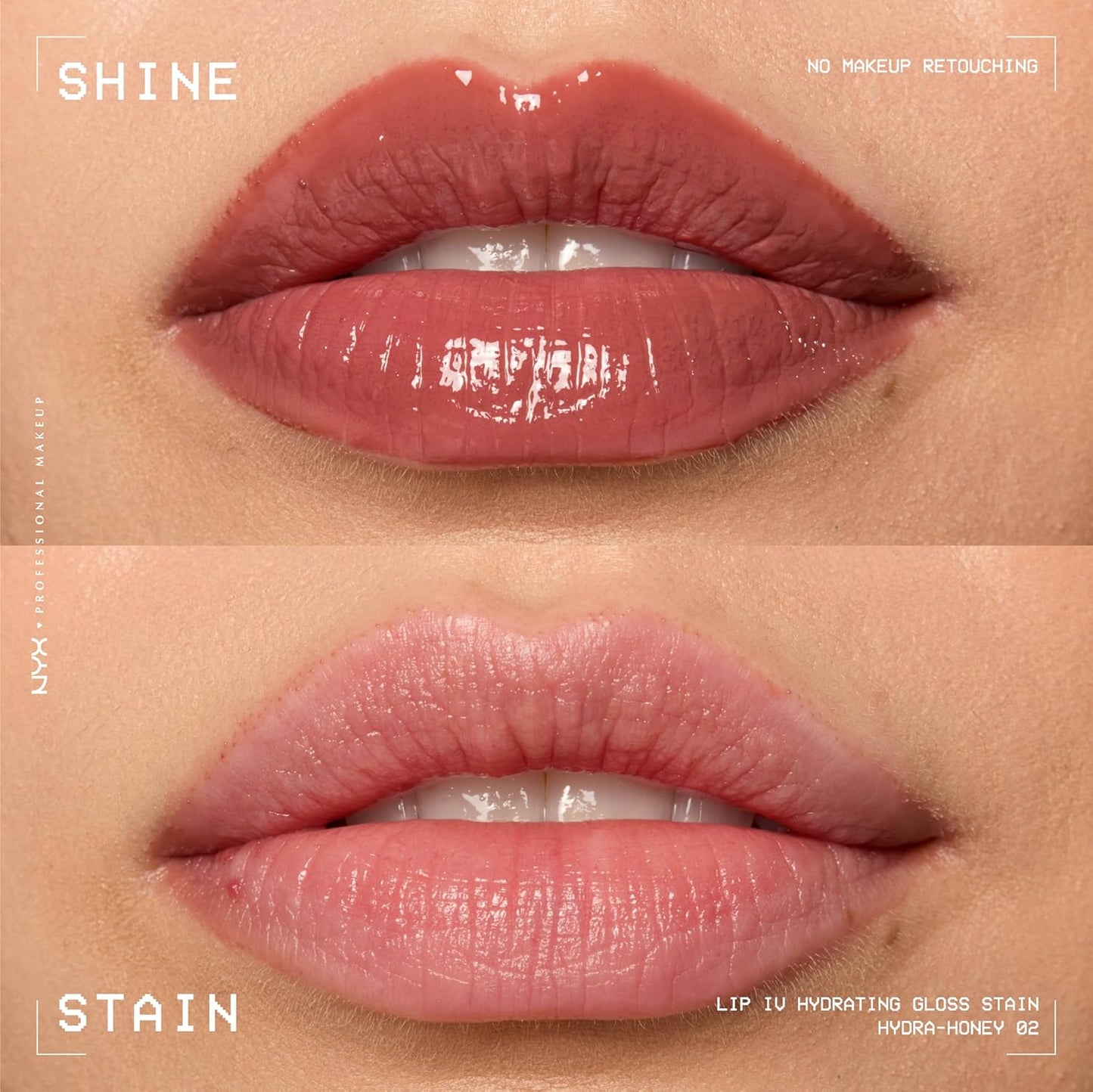 NYX Lip IV Hydrating Glossy Lip Stain | Long-Lasting Vegan Formula with 12 HR Hydration - Hydra Honey (Brown)