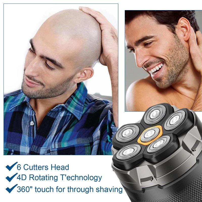 2 Pack Universal Magnetic 6 Blade head shaver Replacement heads Compatible with Wyklaus Redbreak Detona DOAO head shaver