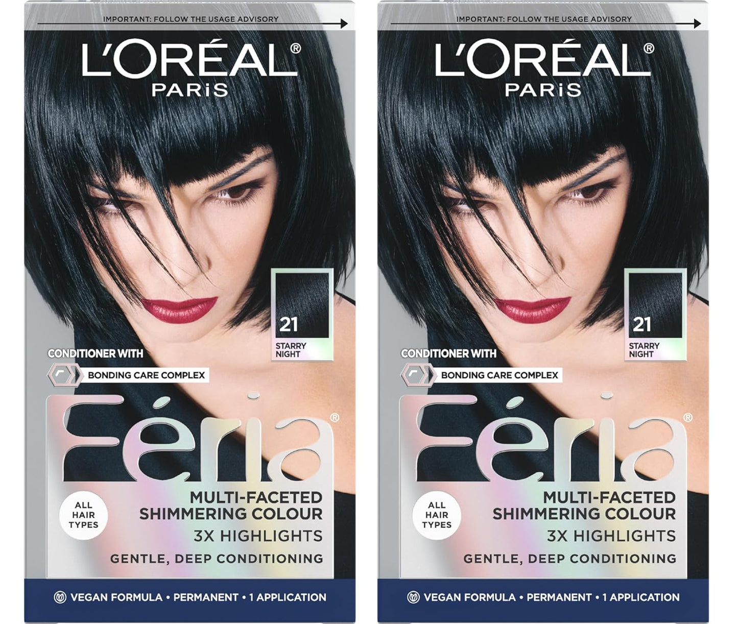 L’Oreal Paris Feria Hair Color - High Intensity Jet Black Dye for 3X Highlights | 1 Kit