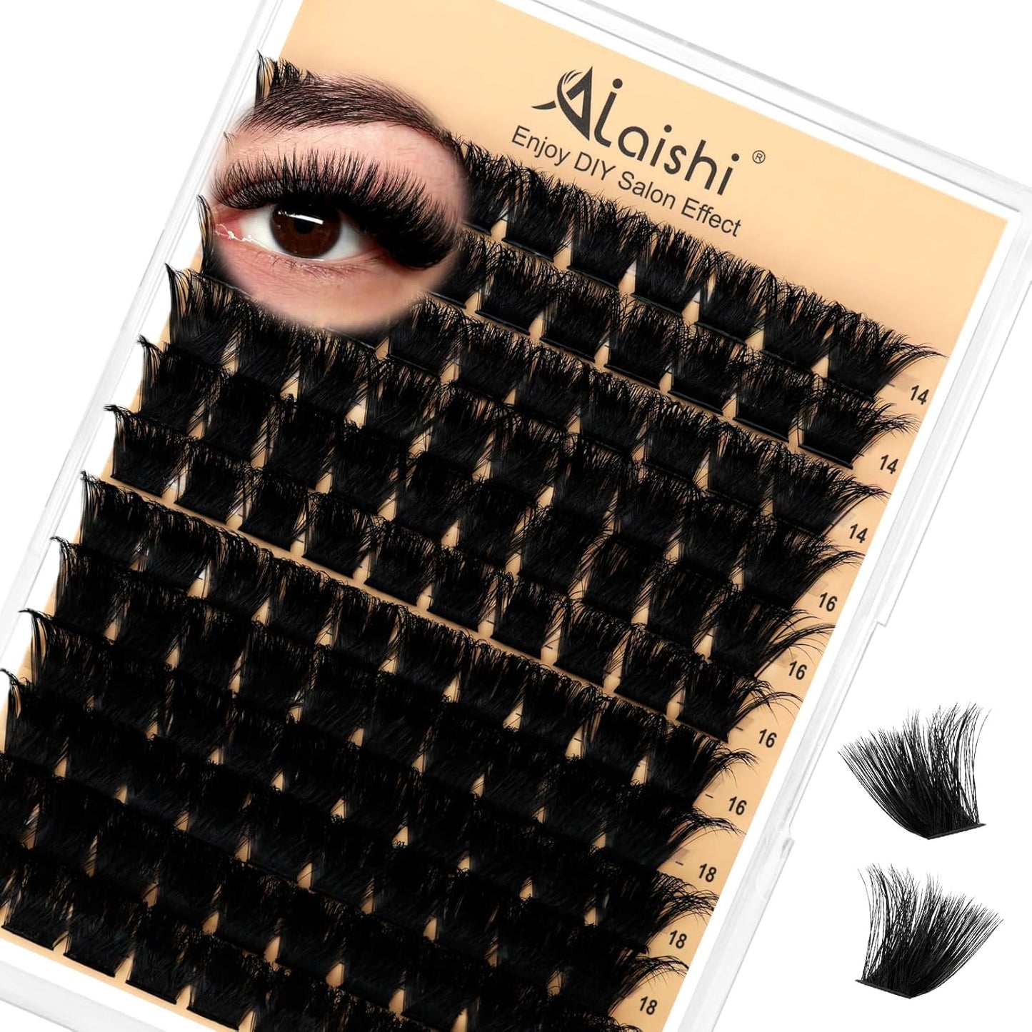 DIY Cluster Eyelash Extensions Kit - 224pcs Fluffy D Curl Lashes | 9-16mm, Bond & Seal, Tweezers Included