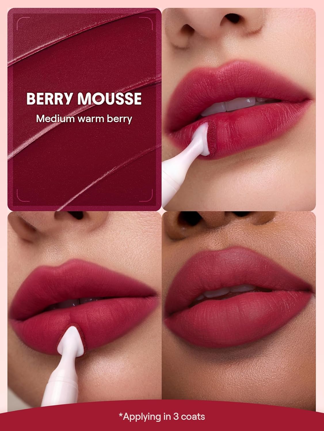 Marshmallow Puff Lip Blur Pen | Matte Lipstick for Long-Lasting Hydration - 331 Berry Mousse