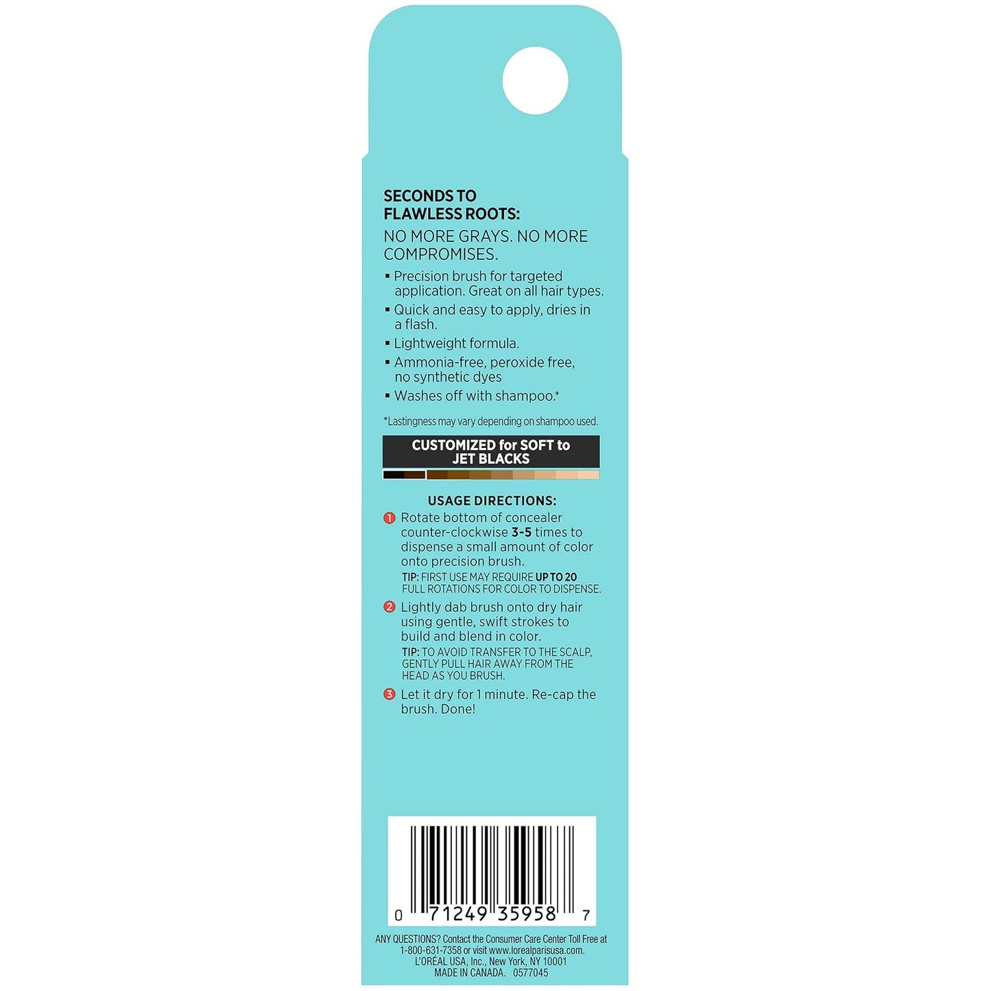 L’Oréal Paris Magic Root Precision Gray Hair Color Concealer Brush - Black, 0.05 fl oz | Instant Coverage