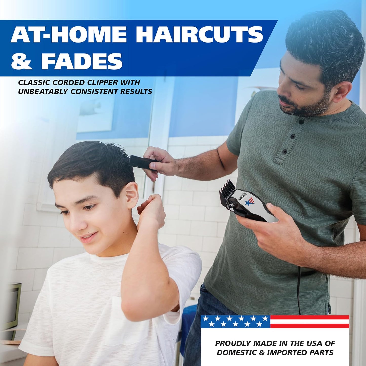 Wahl USA Haircutting Kit - Corded Hair Clipper for Men with No-Snag Blades & Adjustable Fade Lever | Model 3029140
