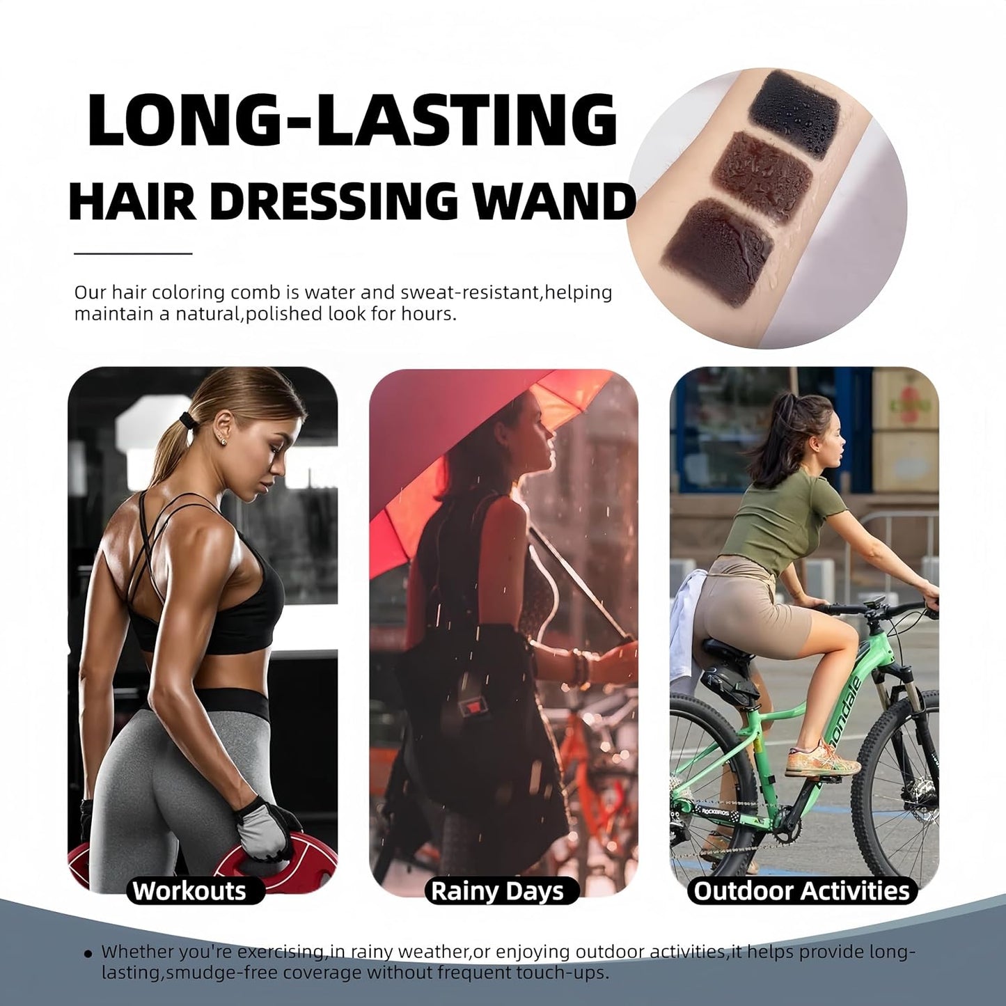 Temporary Hair Dye Comb - Gray Hair Coverage & Touch-Up | Non-Irritating, Smudge-Proof Formula (Black)
