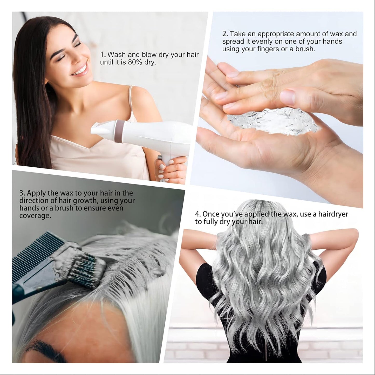 Silver Gray Hair Spray Color Wax - Instant Hairstyle Cream Dye for Men & Women | 4.23 oz Temporary Coloring Pomade