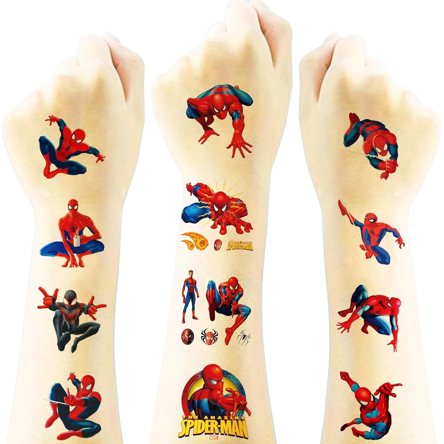 Spider-Man Temporary Tattoos - 20 Pcs Kids Birthday Party Favors | Fun Stickers for Games & Decorations