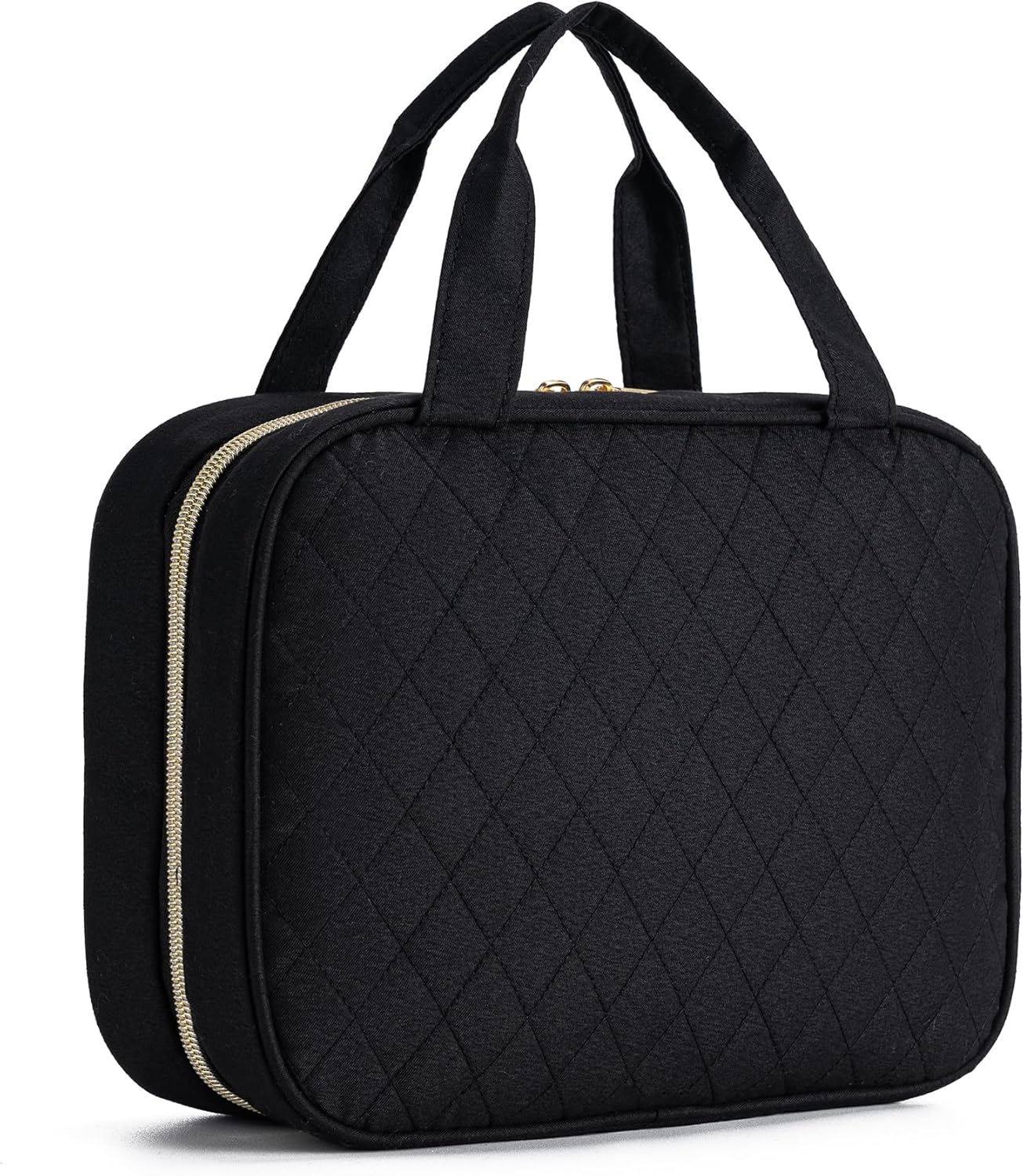 Travel Toiletry Bag - Waterproof Hanging Makeup Organizer for Women | Full-Size Cosmetic Storage (Black)