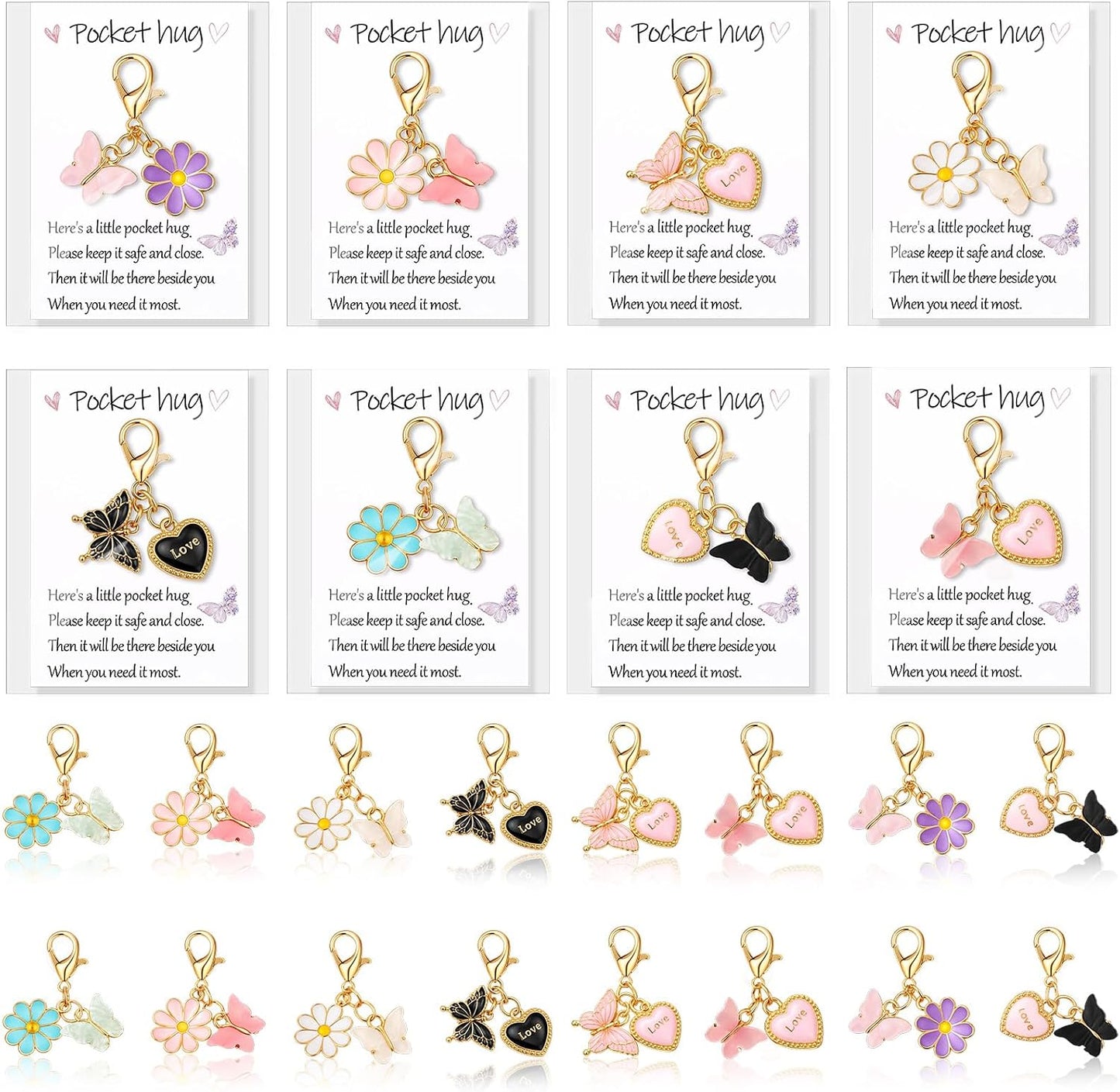 Butterfly Keychain Set - 16 Mini Keychains in 8 Styles | Perfect Party Favors & Gifts for Women